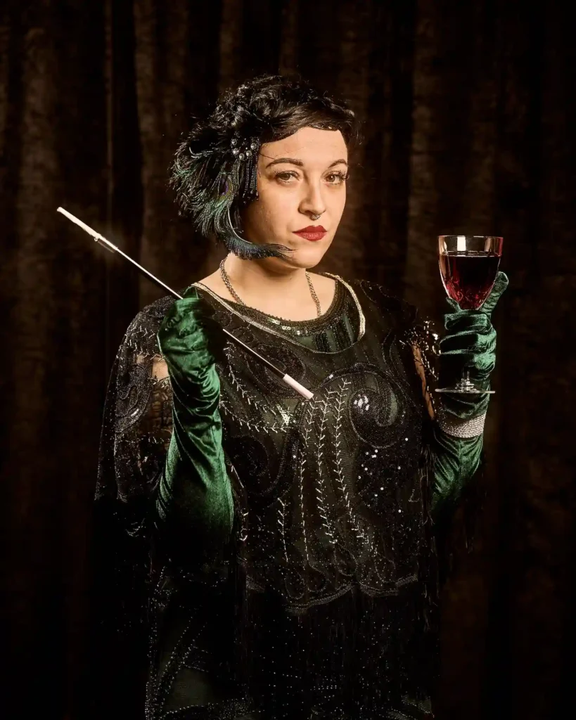 Portrait of actress with 1920s cigarette holder