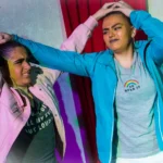 Two actresses pulling eachothers hair